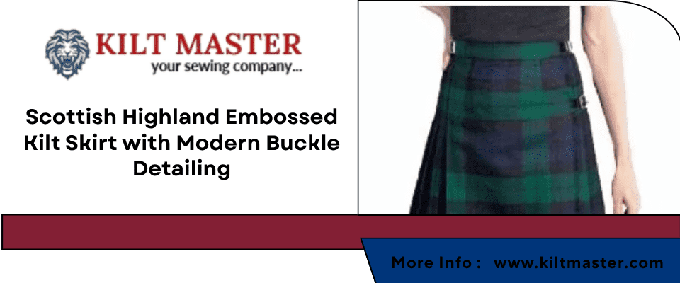 Scottish Highland Embossed Kilt Skirt – Stylish Buckle Design