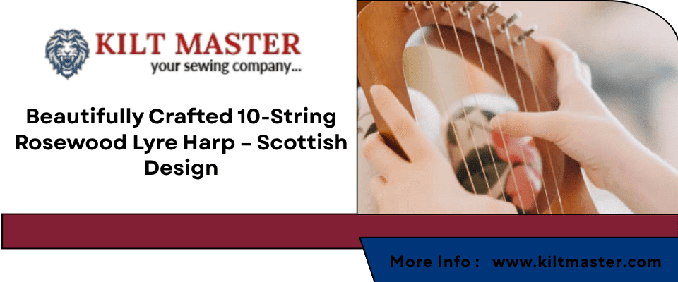 Scottish High-Quality Rosewood 10 Strings Black/Gold Lyre Harp
