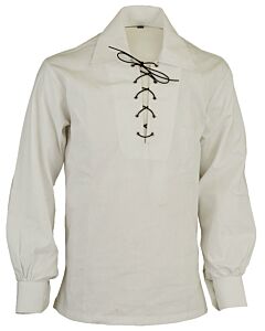 Mens White Polycotton Budget Highland Ghillie Shirt with Lace for Tartan Kilt 