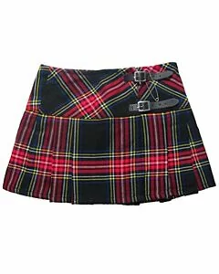 Women Black Stewart Tartan Mini Skirt