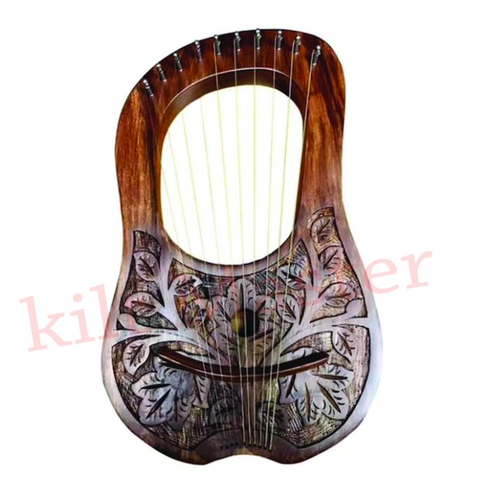 10 metal Strings Flower Design Lyre Harp