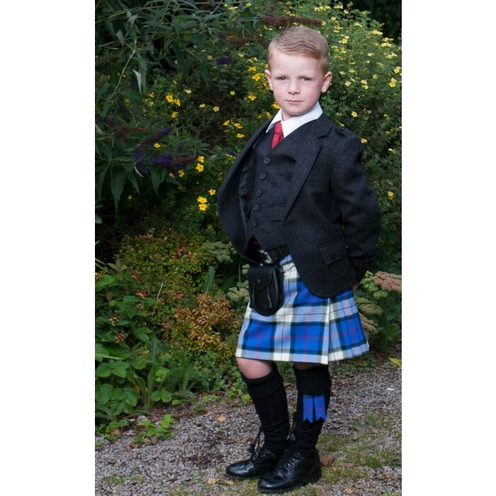 Blue and White Tartan kilt Front 