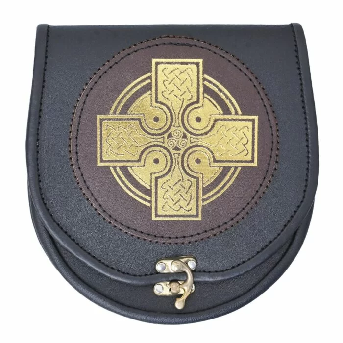Celtic Cross Clasp Leather Sporran Front
