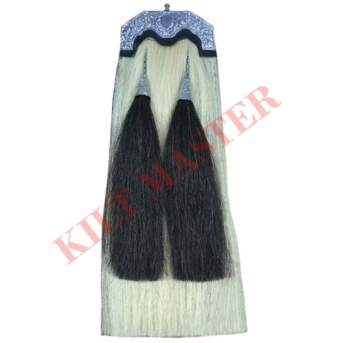 Chrome Cantle White Horse Hair Sporran Front