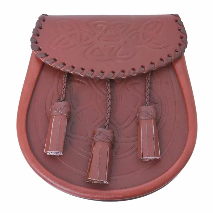 Classic Wallace Tasseled Leather Sporran Front