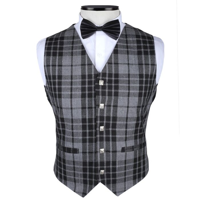 Grey Watch Tartan Vest Front