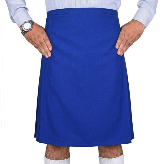 Premium Handmade Solid Royal Blue Wool Kilt