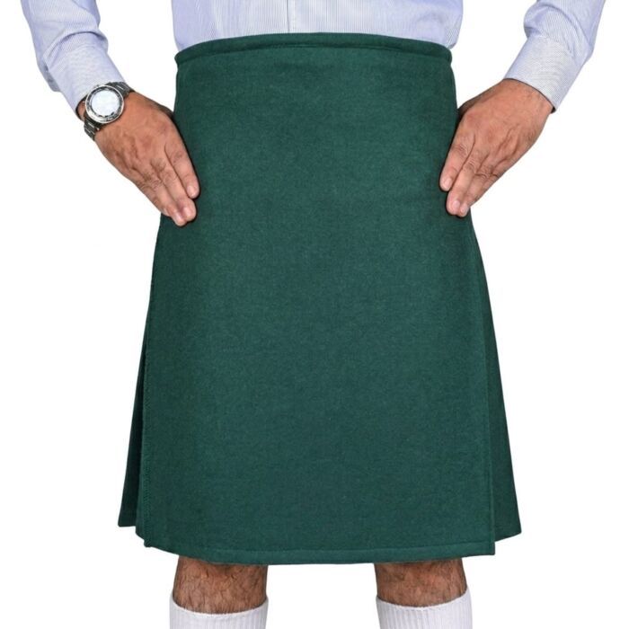 Premium Solid Green Wool Kilt for Men