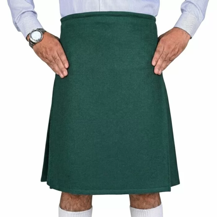 Premium Solid Green Wool Kilt for Men