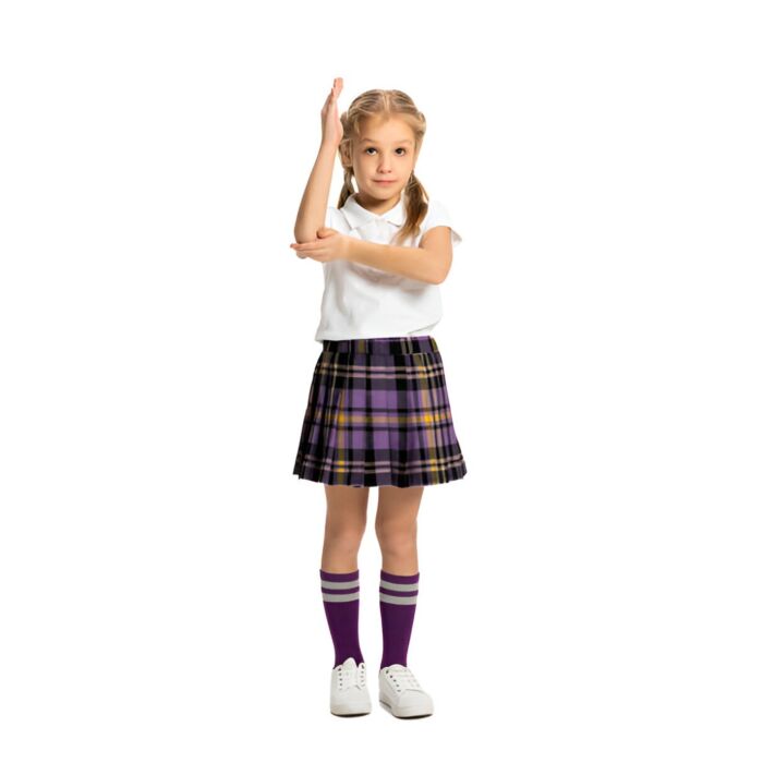Purple and Yellow Tartan Skirt Front