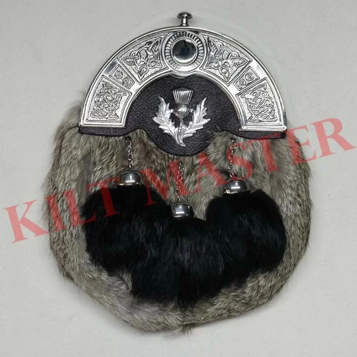 Thistle Grey Rabbit Fur Sporran