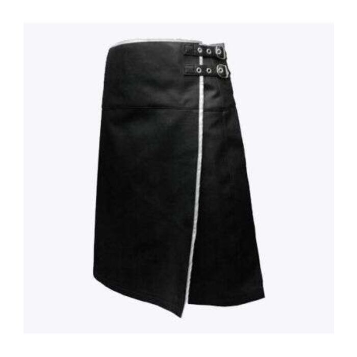 White Trim Leather Kilt for men