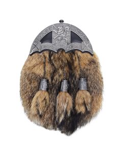 Antique Cantle Fox Fur Sporran with Lion Rampant