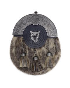 Antique Cantle Scottish Seal Skin Sporran with Lady Harp