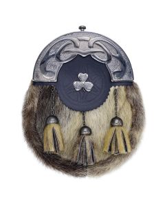Antique Cantle Seal Skin Sporran with Shamrock Badge 