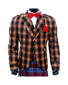 Black and Orange Tweed Argyle Jacket with Vest Photo