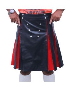 Black and Red Gladiator Leather Kilt