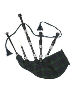 Black Finish Black Watch Tartan Scottish Bagpipe