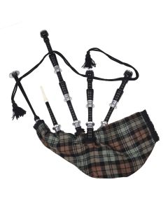 Black Finish Black Watch Weathered Tartan Scottish Bagpipe