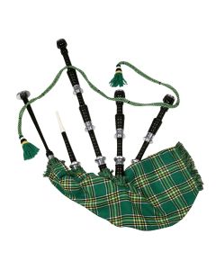Black Finish Irish National Tartan Scottish Bagpipe