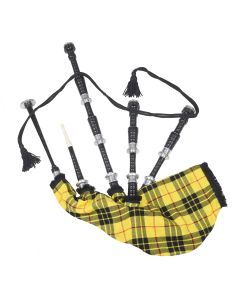 Black Finish MacLeod of Lewis Tartan Scottish Bagpipe