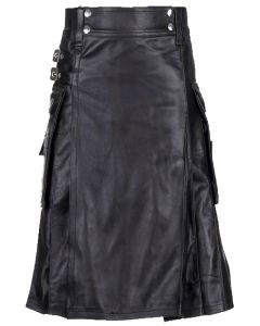 Black Leather Kilt