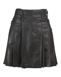 Black Leather Plated Kilt