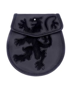 Black Leather Sporran with Chain and Belt