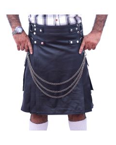 Black Scottish Leather Kilt