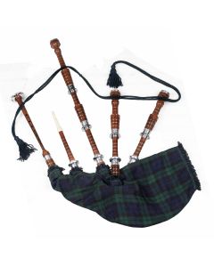 Black Watch Tartan Natural Finish Scottish Bagpipe