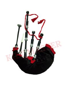 Black Mounts with Red Flare Bagpipe