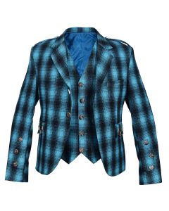 Blue and Black Tweed Argyle Jacket with Vest
