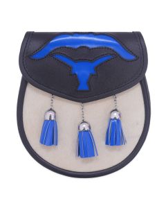 Blue Scottish Kilt Semi Dress Bull Leather Sporran