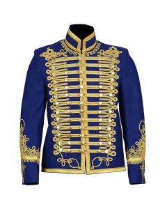 Blue Wool Hussar Doublet Jacket with Gold Braid