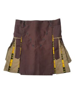 Brown and Khaki Fashion Hybrid Utility Kilt