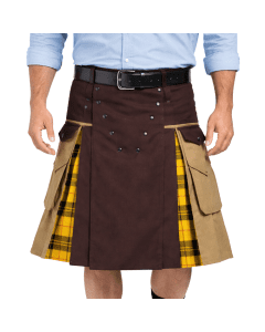 Brown and Khaki Fashion Hybrid Utility Kilt