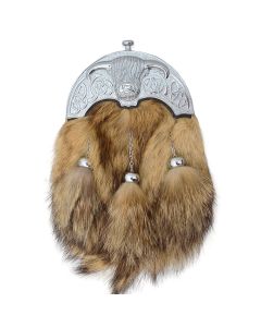 Brown Fox Fur Sporran with Celtic Cantle