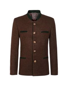 Brown German Bavarian Tyrol Loden Trachten Jacket Front