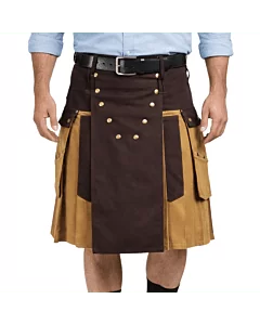 Brown and Khaki Utility Kilt
