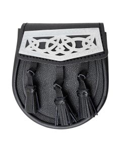 Celtic Chrome Black Leather Sporran