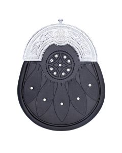 Chrome Cantle Black Leather Sporran with Celtic Studs