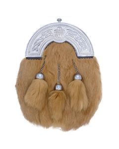 Chrome Cantle Brown Rabbit Fur Sporran