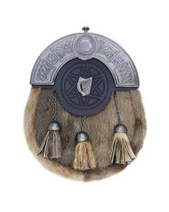 Chrome Cantle Scottish Seal skin Sporran with Harp Brooch