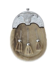 Cow Head Cantle  Original Rabbit Fur Sporran with Three Tassels