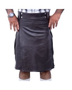 Dark Brown Leather Utility Kilt - Custom Made