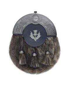 Formal Seal Skin Sporran Antique Thistle Badge Photo