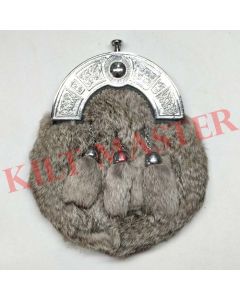 Grey Rabbit Fur Kilt Sporran
