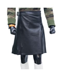 Genuine Black Leather Kilt with Adjustable Strap