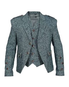 Green And Black Tweed Argyle Jacket with Vest
