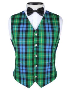Green Clan Tartan Vest Front